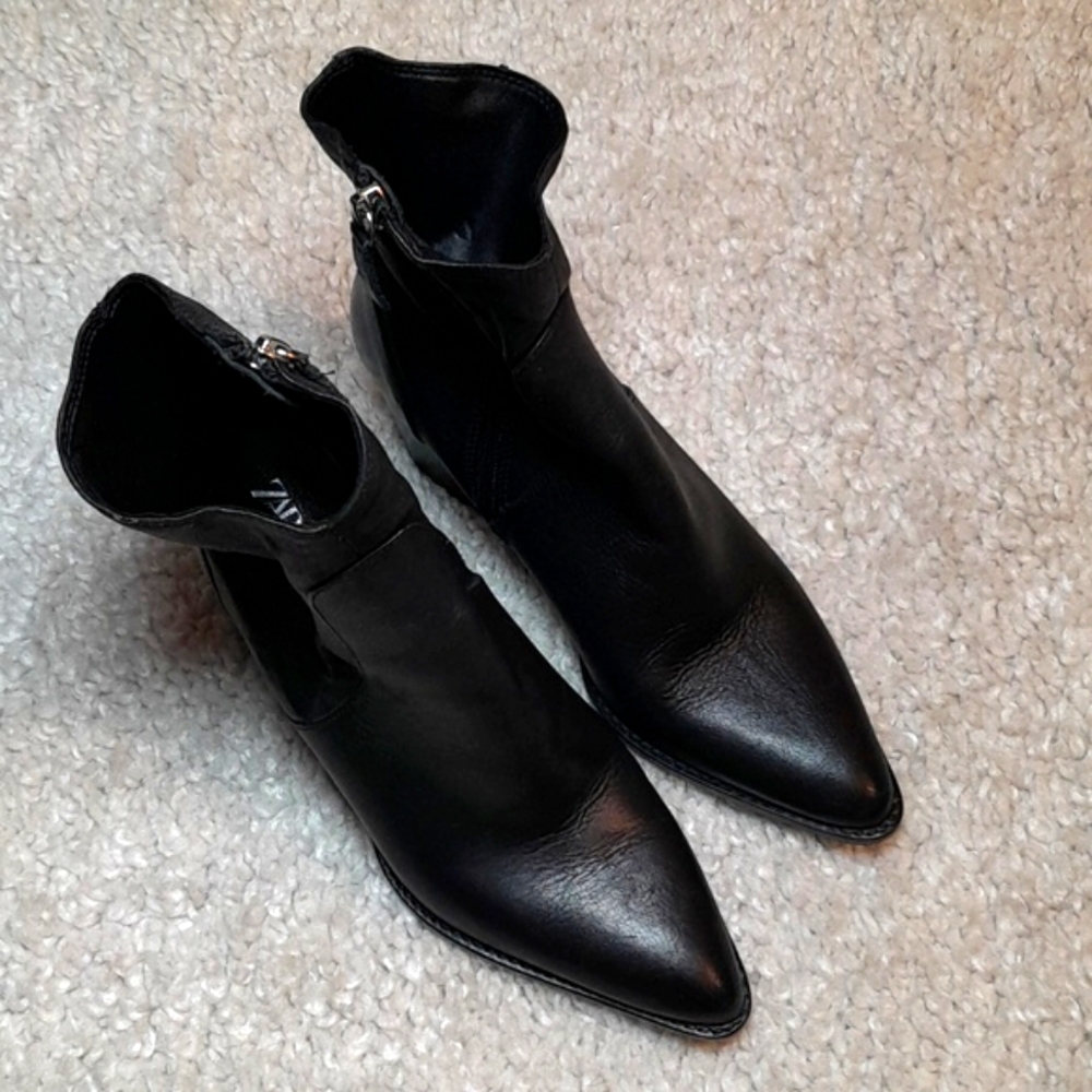 ZARA BLACK ANKLE BOOTS SIZE 8 - Picture 5 of 16